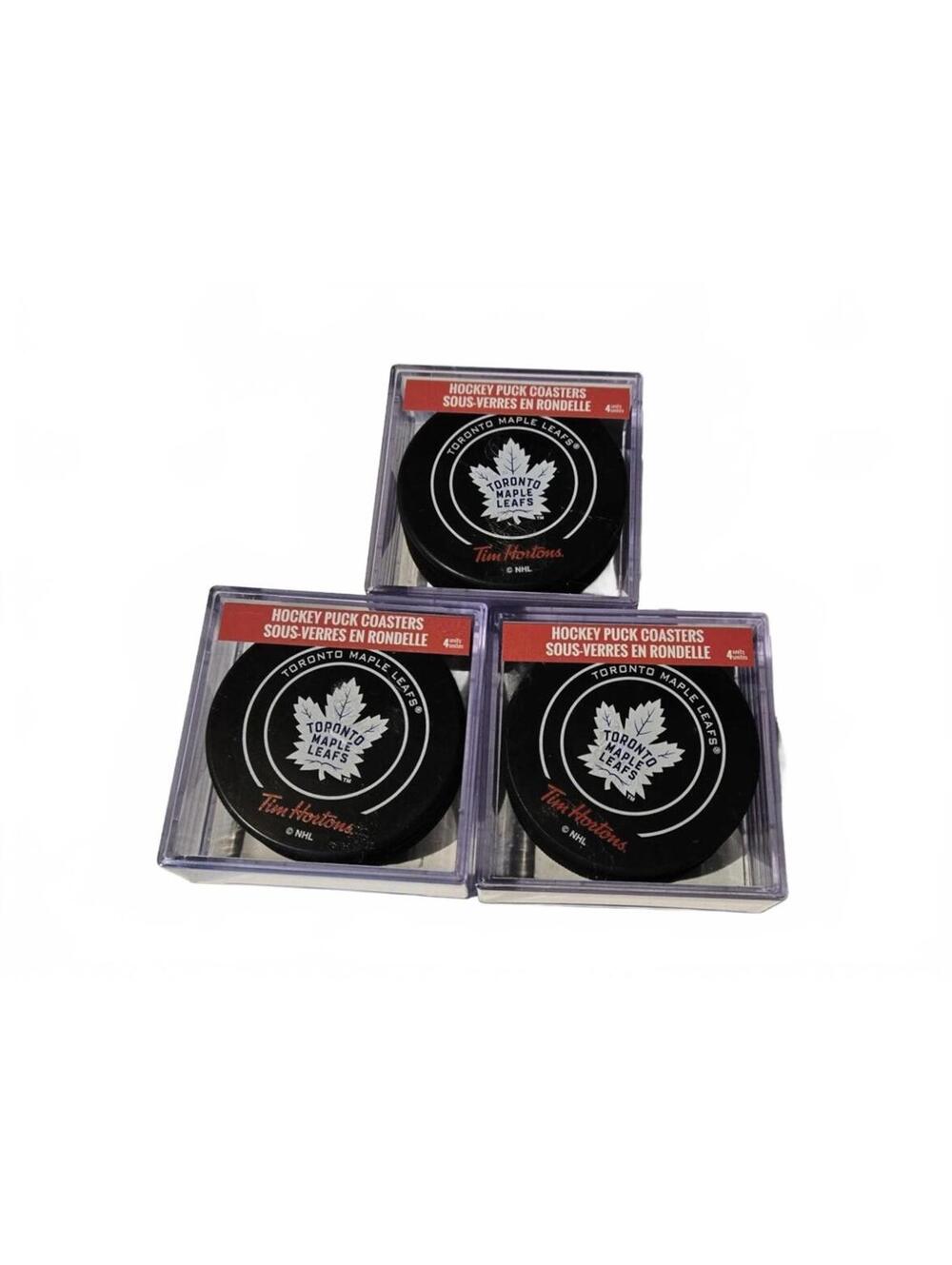 Tim Hortons Toronto Maple Leafs NHL Hockey Puck Coasters - Lot of 3 Packs / New
